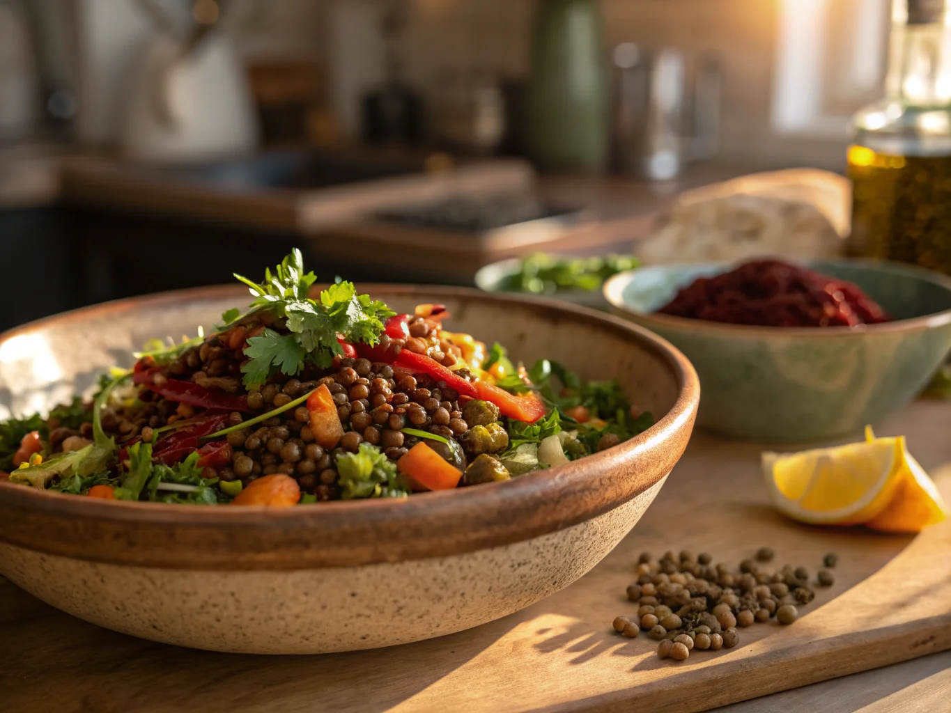 Lentil Salad with Crunchy Vegetables and Sumac