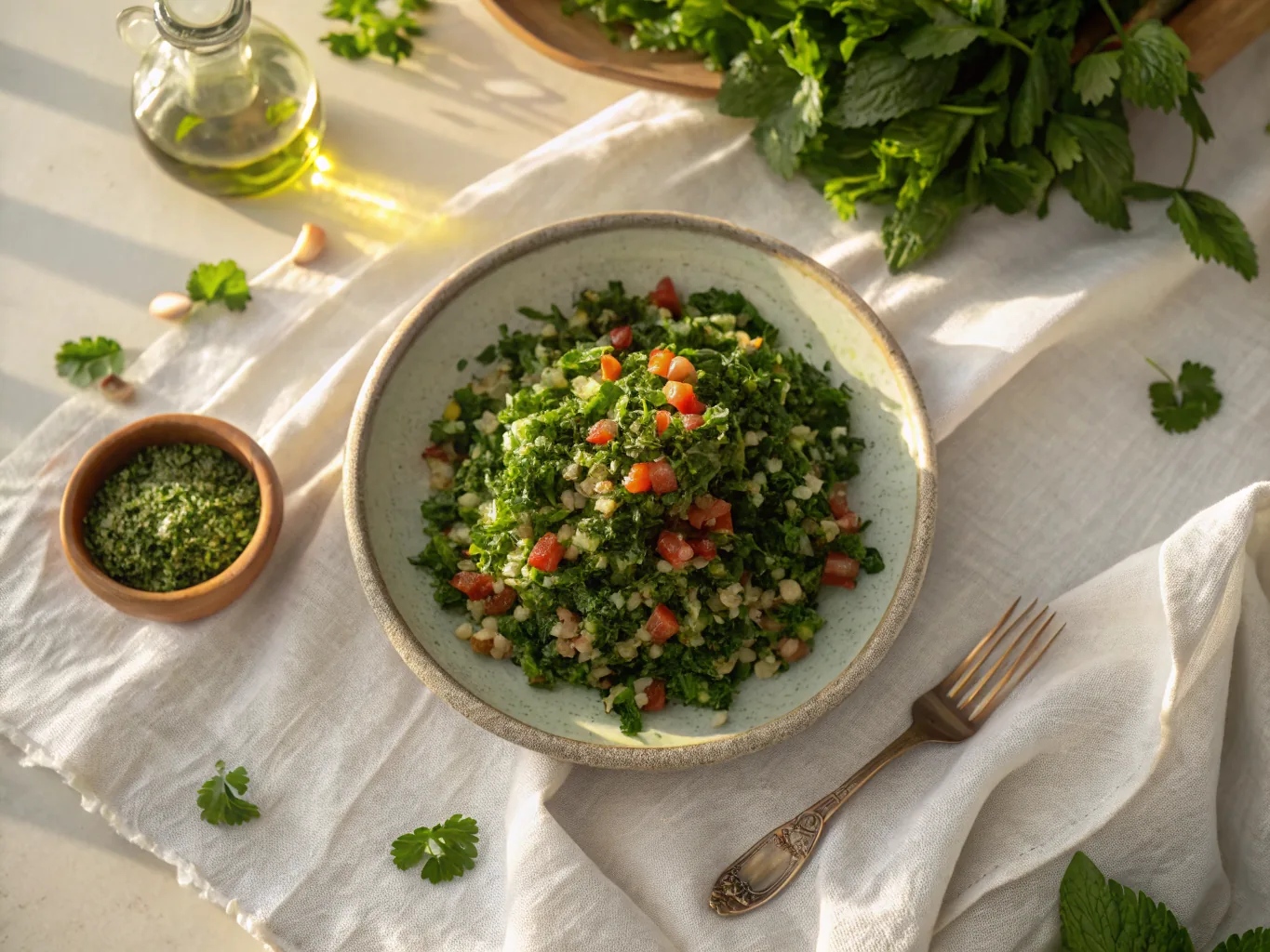 Salade de Taboulé Libanaise au Persil et Menthe Fraîche