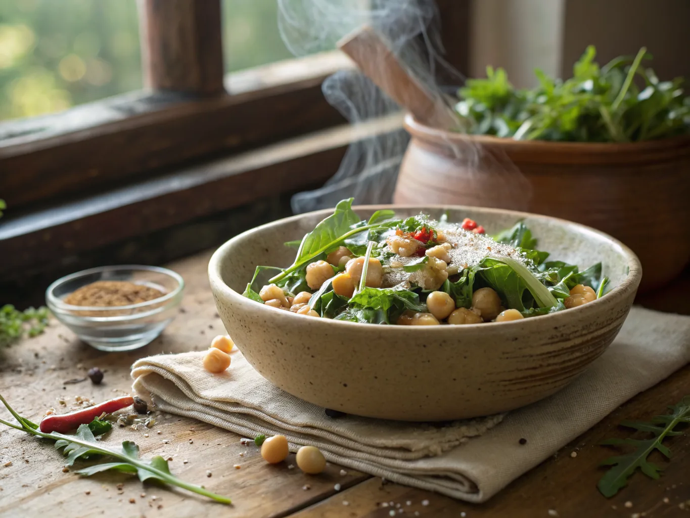 Salade Italienne de Pois Chiches, Roquette et Parmesan