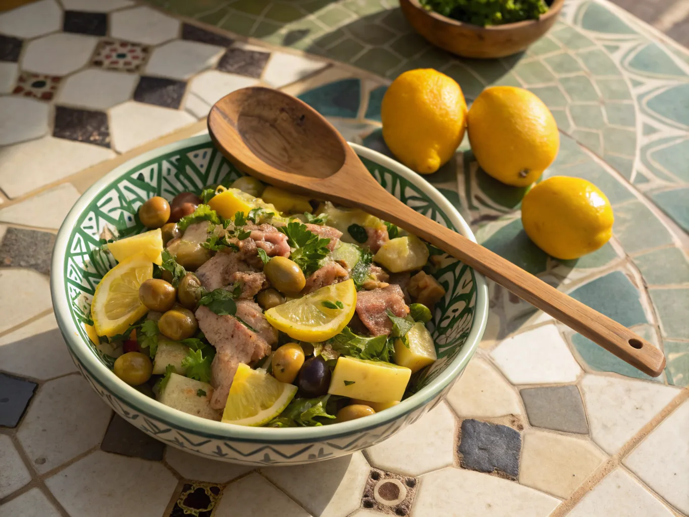 Moroccan Salad with Preserved Lemons, Olives and Tuna