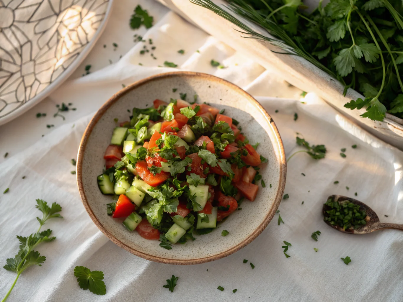 Moroccan Cucumber, Tomato and Mint Salad (Zaalouk of Cucumber)