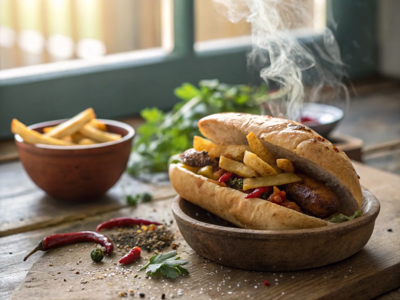 Algerian Merguez and Fries Sandwich (Merguez Frites)