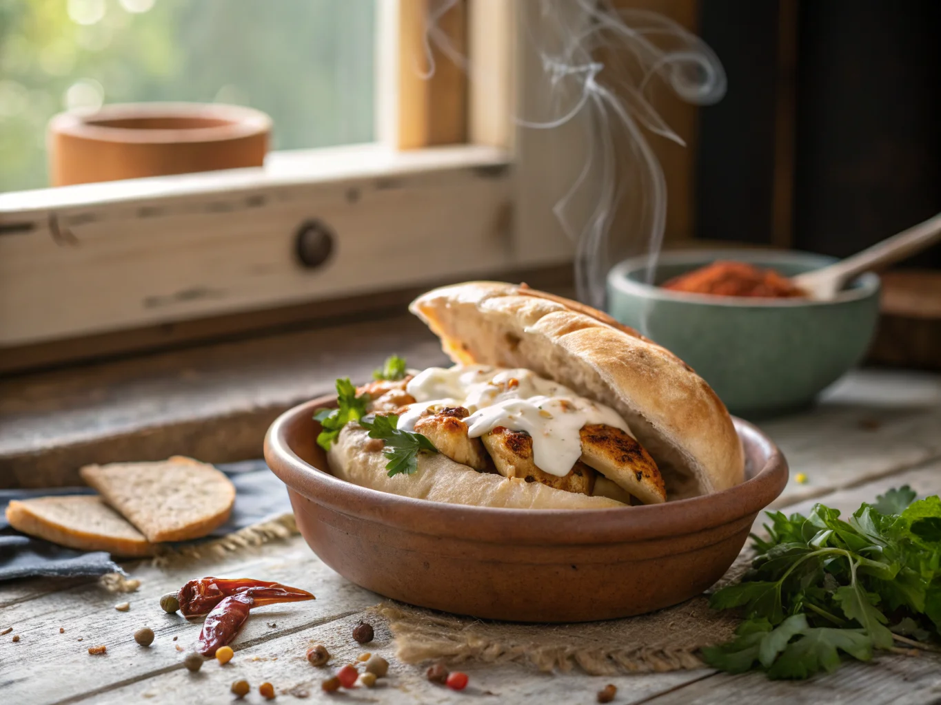 Algerian Grilled Chicken Sandwich with White Sauce
