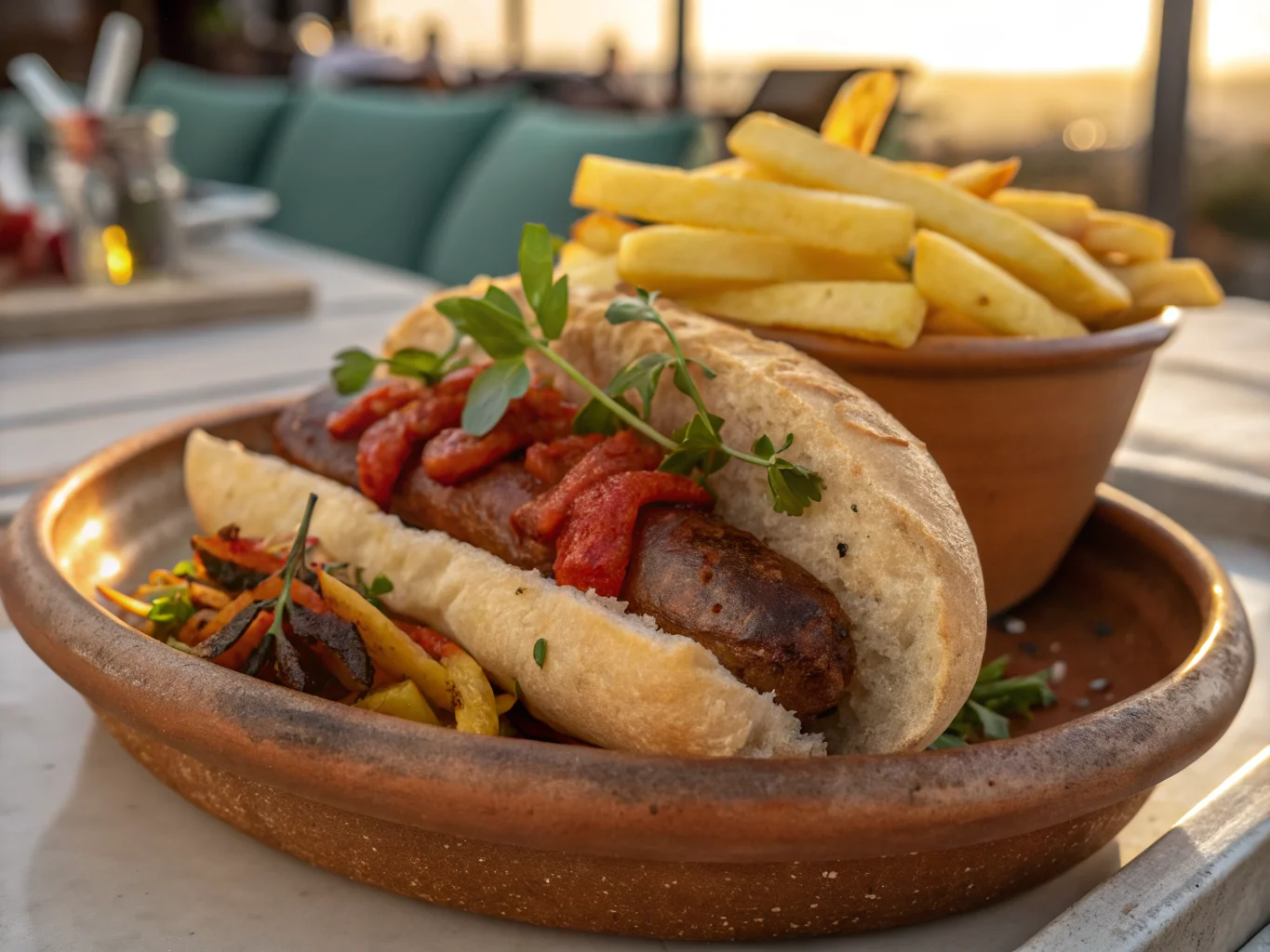 Sandwich Merguez Algérien Frites Sauce Harissa