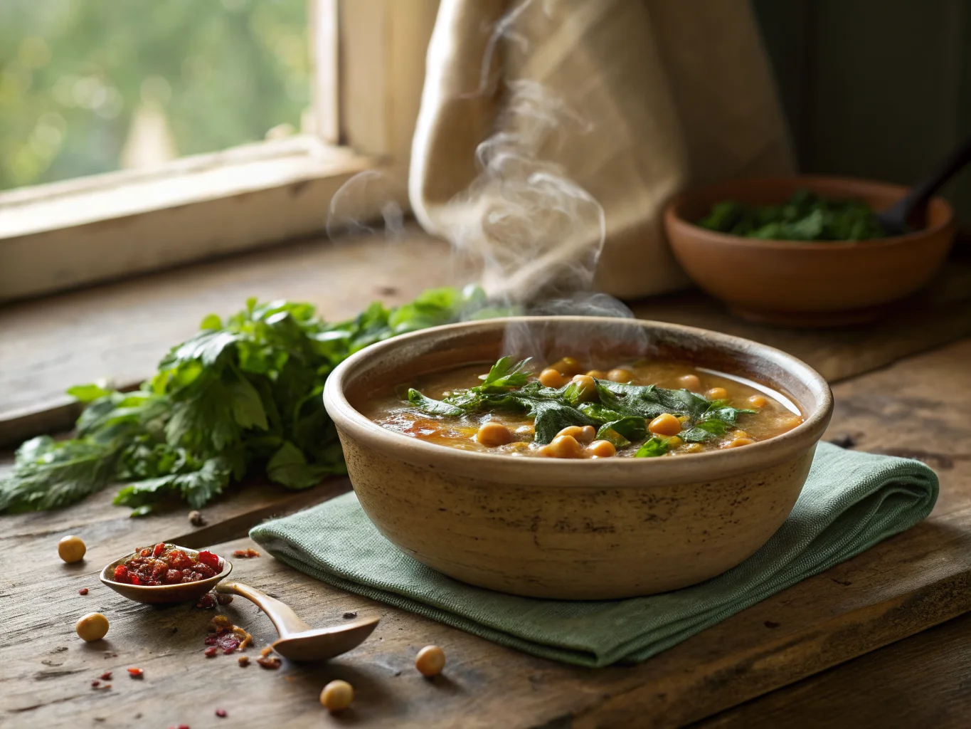 Tunisian Chickpea and Spinach Soup (Bazilla) — BantajCuisine