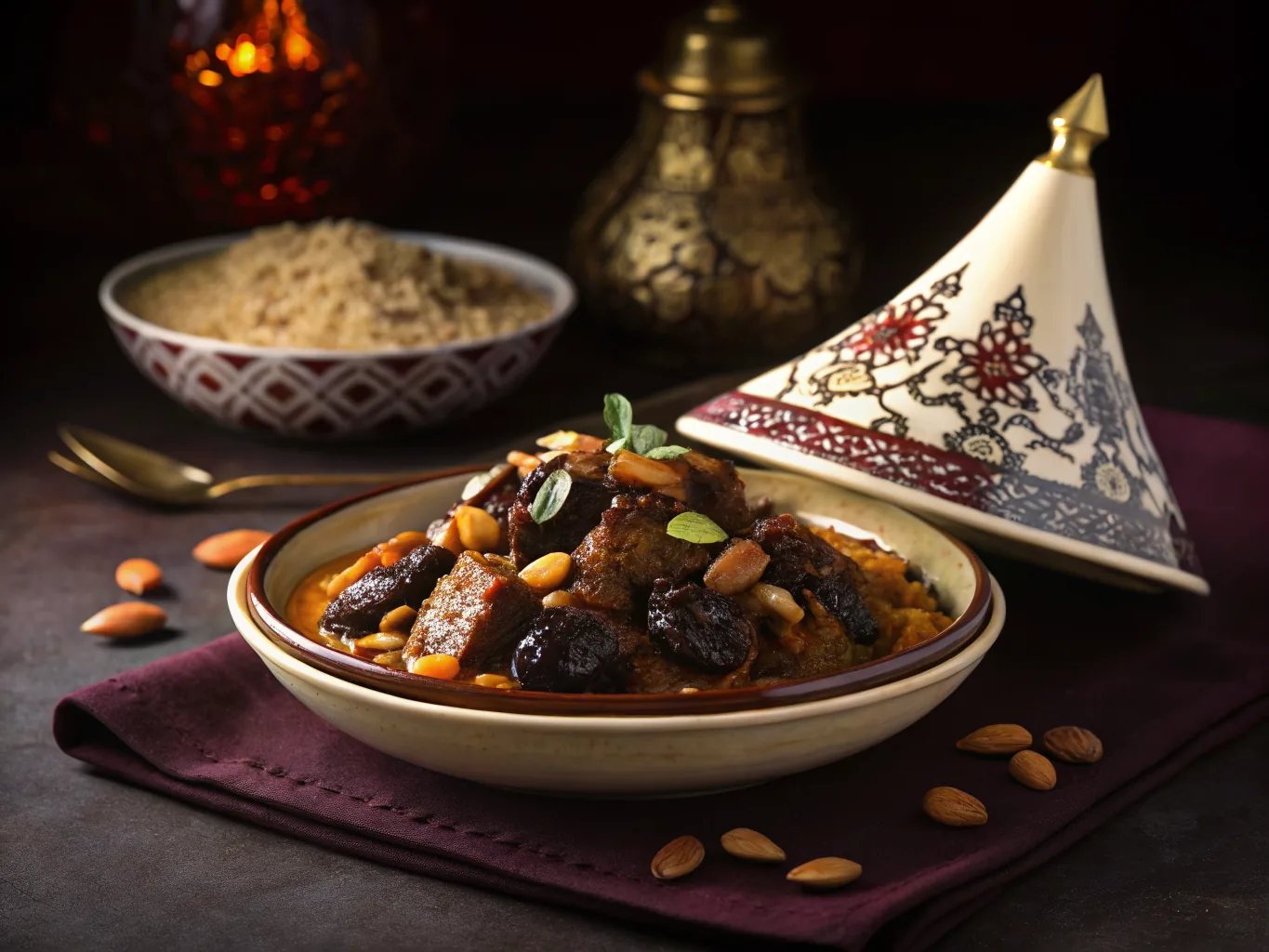 Tagine d'agneau aux pruneaux et amandes