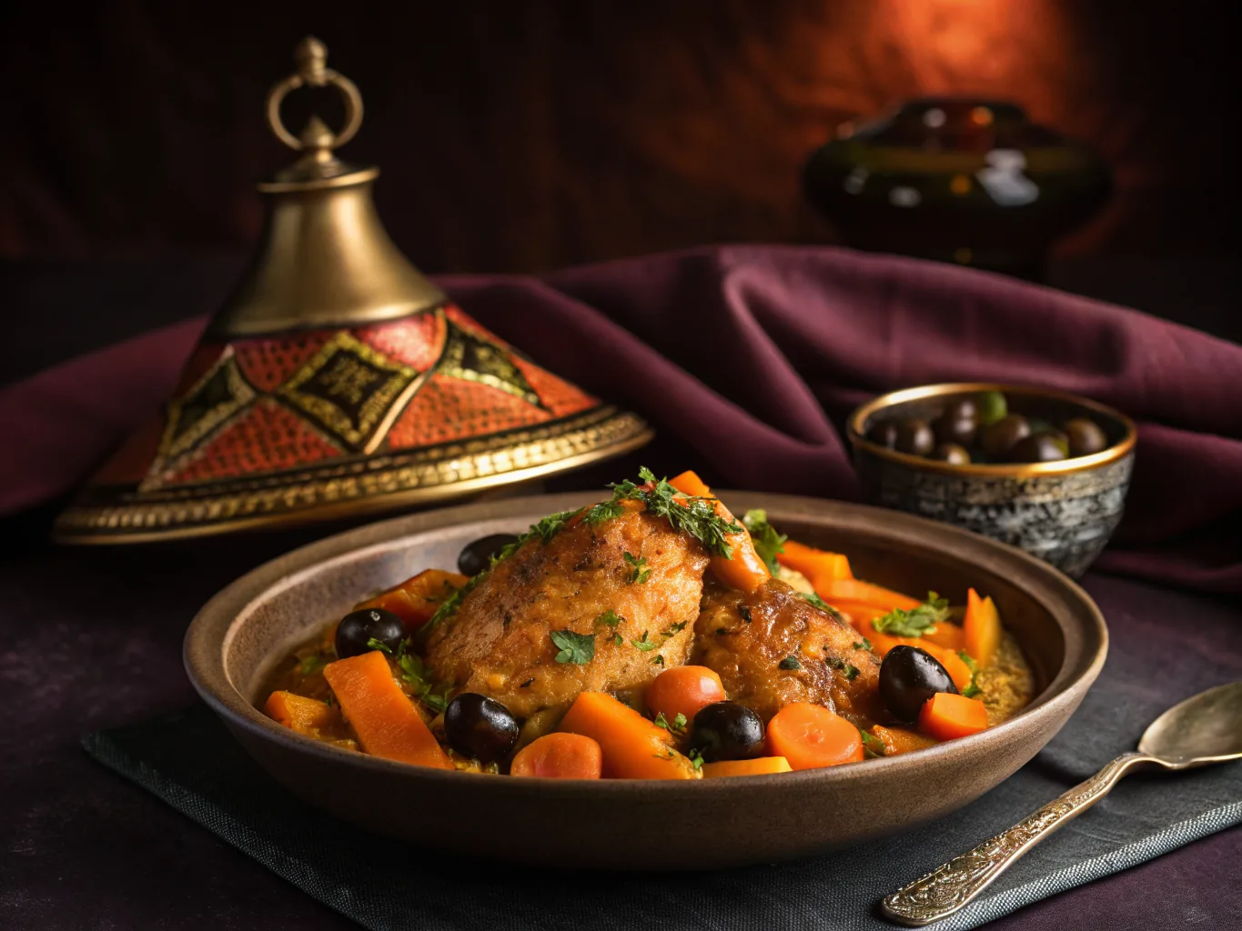 Tajine de Poulet aux Carottes et Olives