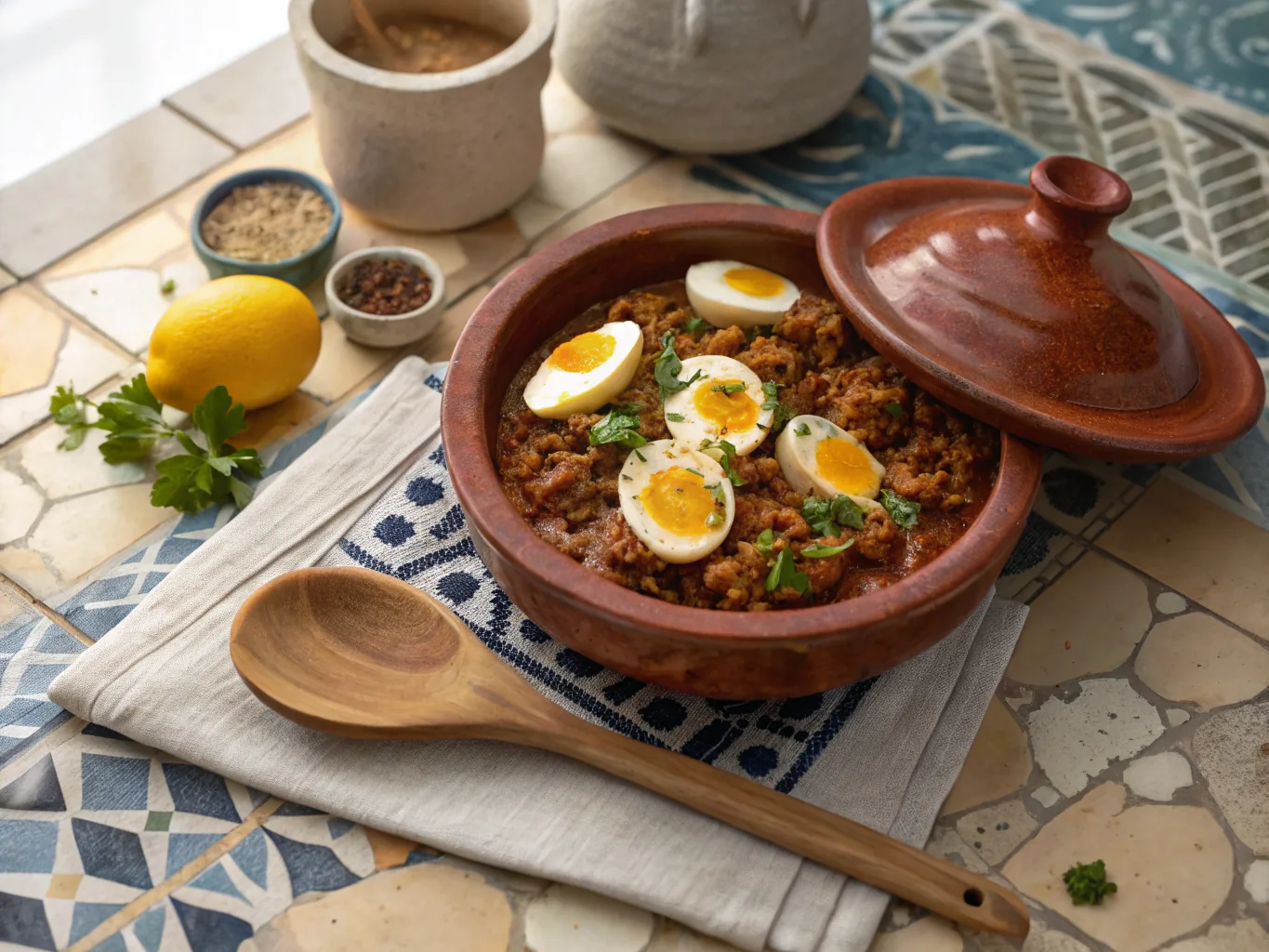 Tajine tunisien aux œufs et à la viande hachée