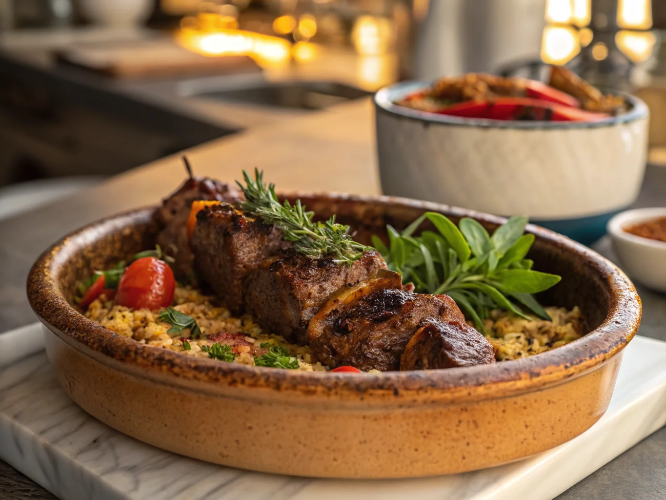 Turkish Tandır Kebabı with Spices and Herbs (Roasted Lamb Shoulder)